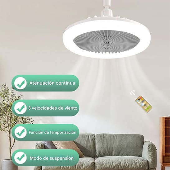 ❄️Ventilador de techo moderno con lámpara ¡Refresca y alumbra sin ruido!
